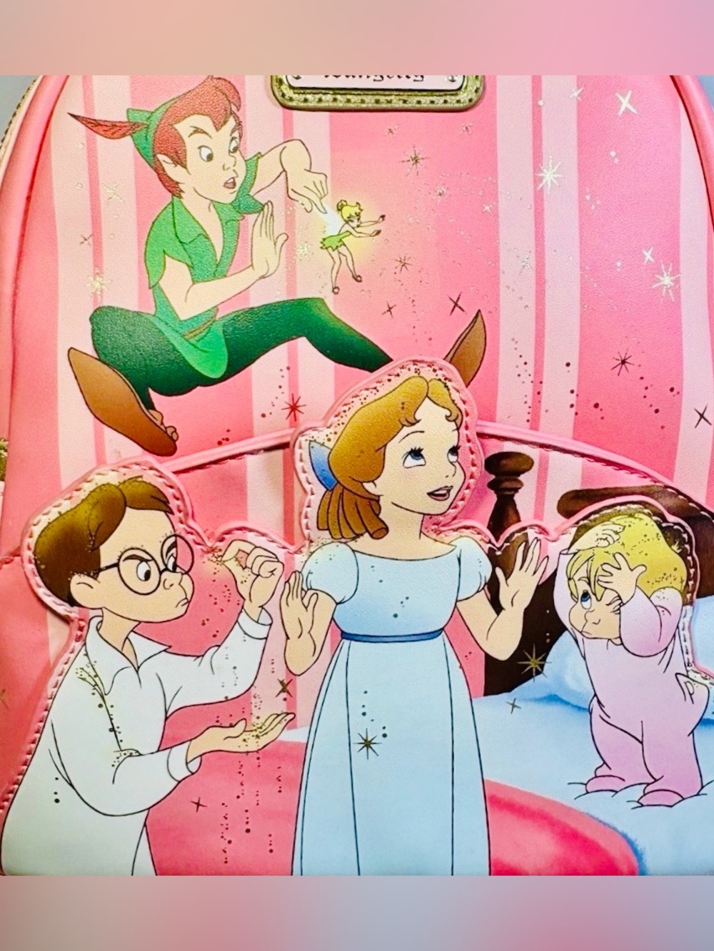 NWOT Disney Loungefly Peter Pan 70th Anniversary “You Can Fly” Backpack Pink - Picture 2 of 5